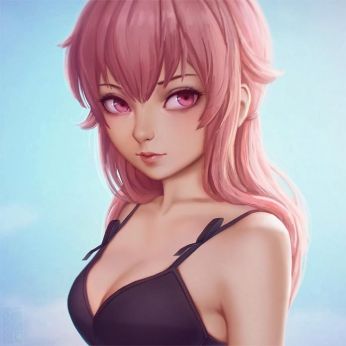 Yuno Gasai de Mirai Nikki (Arte por Miura)