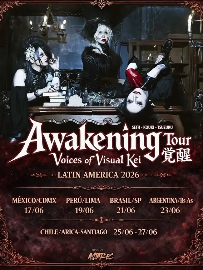 poster AWAKENING TOUR 2026 VOICES OF VISUAL KEI Brasil